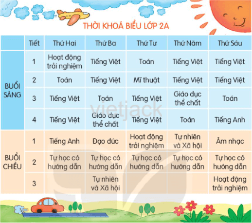 Đọc Thời khóa biểu trang 43, 44, 45